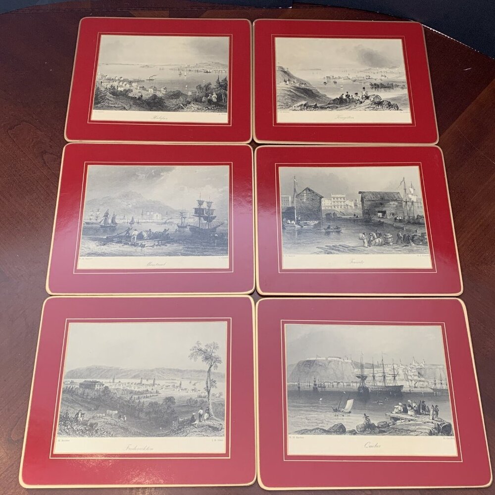 Set of 6 Vintage Matador England Cork-Backed Trivets / Hot Pads - Canadian Scene